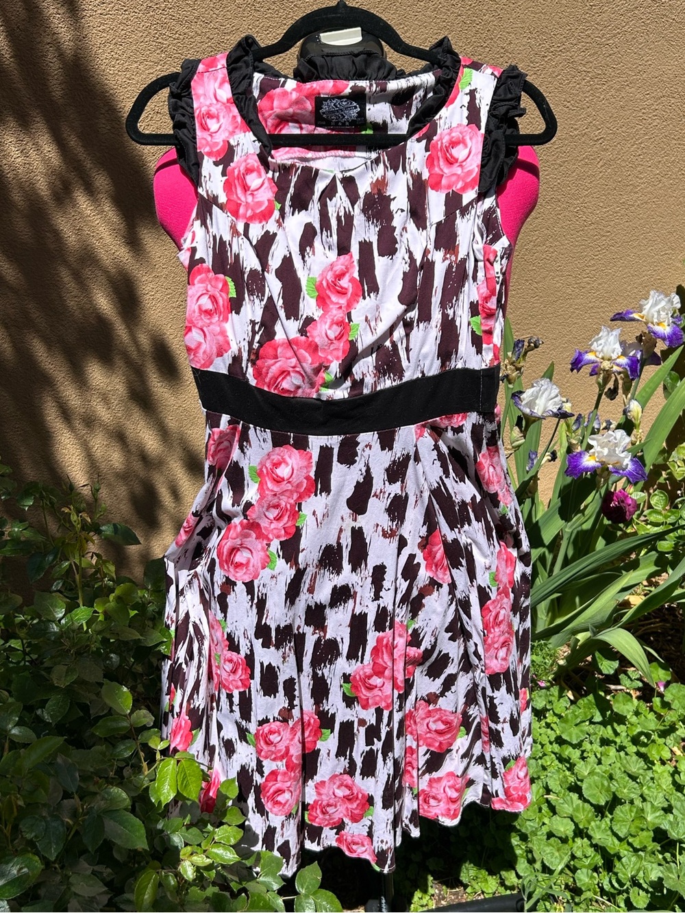 Hearts & Roses Floral Pink and Black Dress